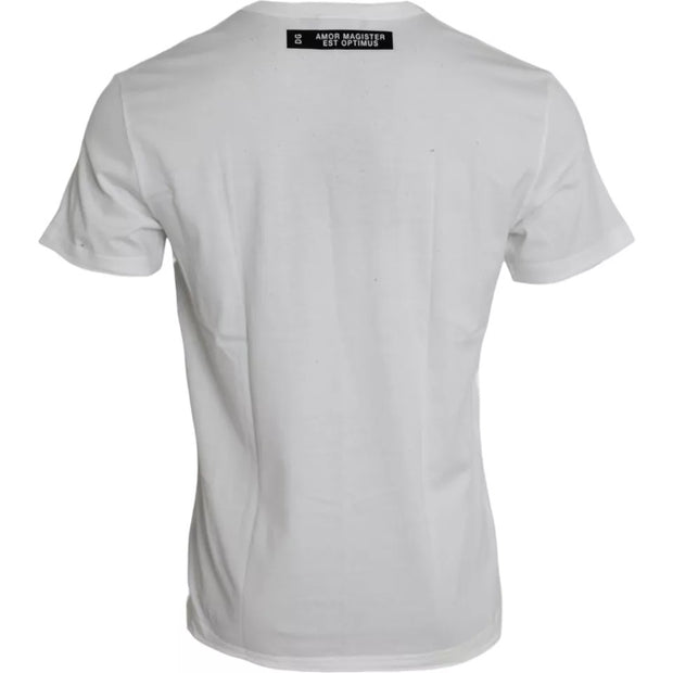 White Graphic Print Cotton Crew Neck T-shirt Dolce & Gabbana