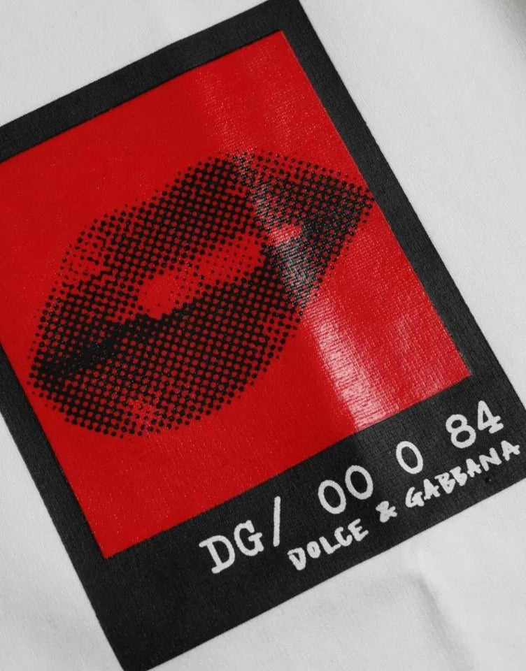 White Red Lips Print Cotton Men T-shirt Dolce & Gabbana