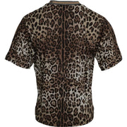 Brown Leopard Print Cotton Crew Neck T-shirt Dolce & Gabbana