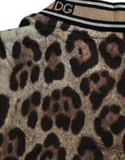 Brown Leopard Print Cotton Crew Neck T-shirt Dolce & Gabbana