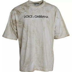 Off White Logo Cotton Crew Neck T-shirt Dolce & Gabbana