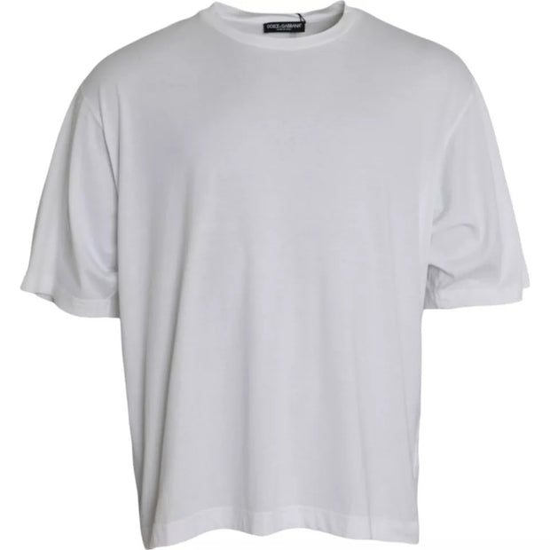 White Cotton Round Neck Short Sleeve T-shirt Dolce & Gabbana