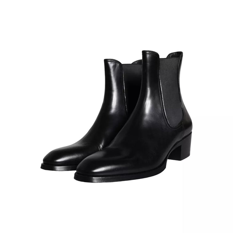 Black Leather Chelsea Ankle Boots Men Shoes Dolce & Gabbana