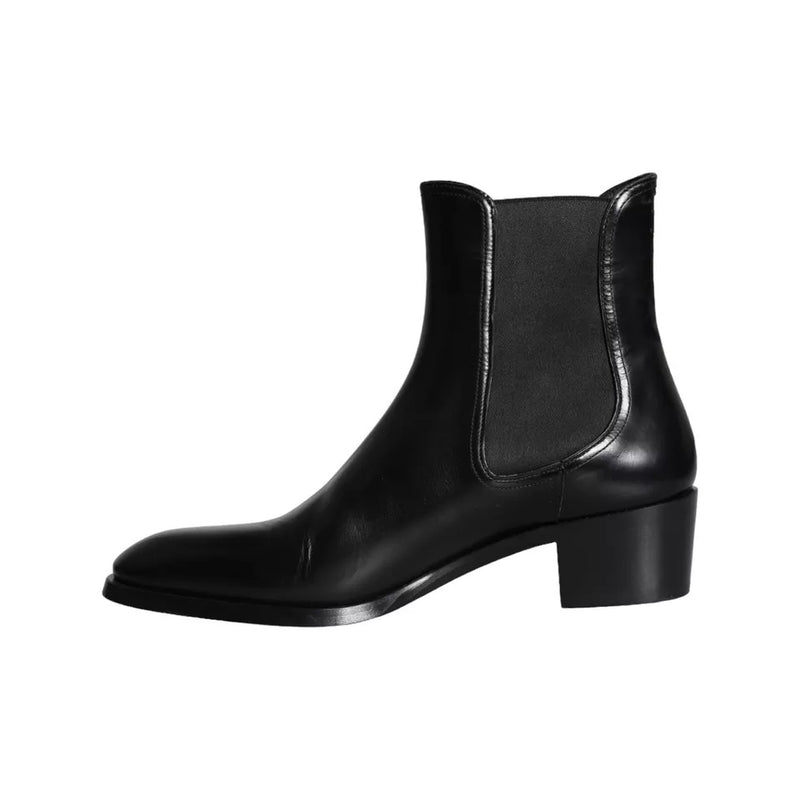 Black Leather Chelsea Ankle Boots Men Shoes Dolce & Gabbana