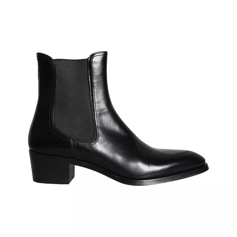 Black Leather Chelsea Ankle Boots Men Shoes Dolce & Gabbana