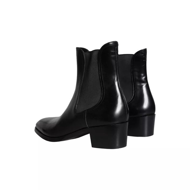 Black Leather Chelsea Ankle Boots Men Shoes Dolce & Gabbana