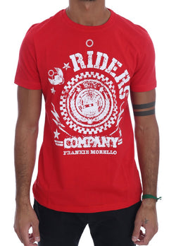 Chic Red 'RIDERS' Motive Crewneck Tee Frankie Morello