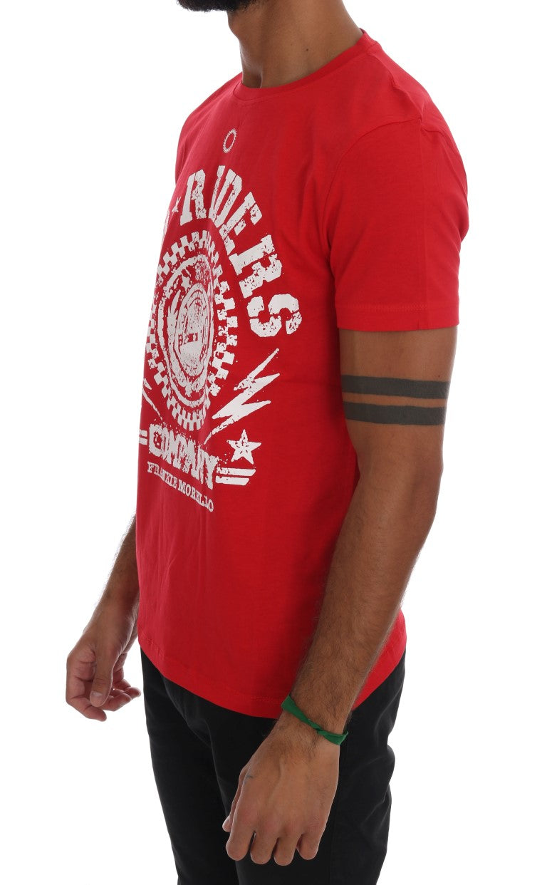 Chic Red 'RIDERS' Motive Crewneck Tee Frankie Morello
