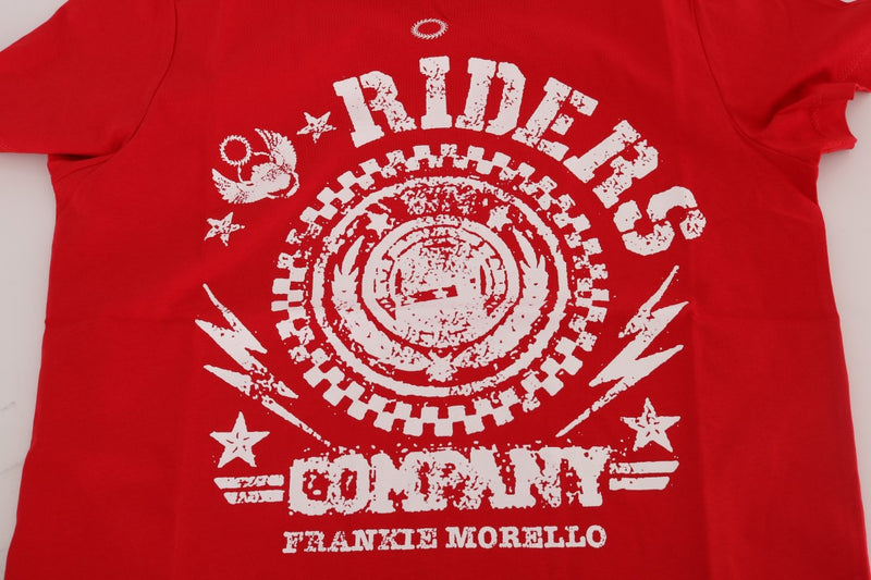 Chic Red 'RIDERS' Motive Crewneck Tee Frankie Morello