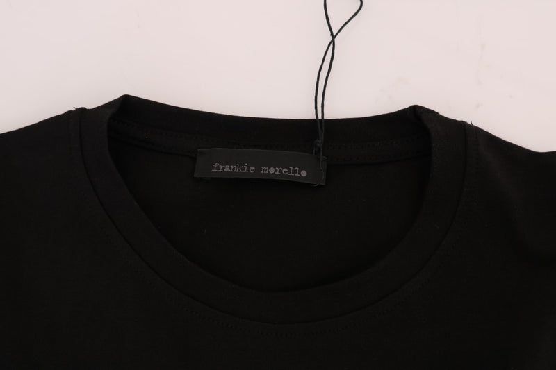Chic Black Crewneck Tee with 'RIDERS' Motif Frankie Morello