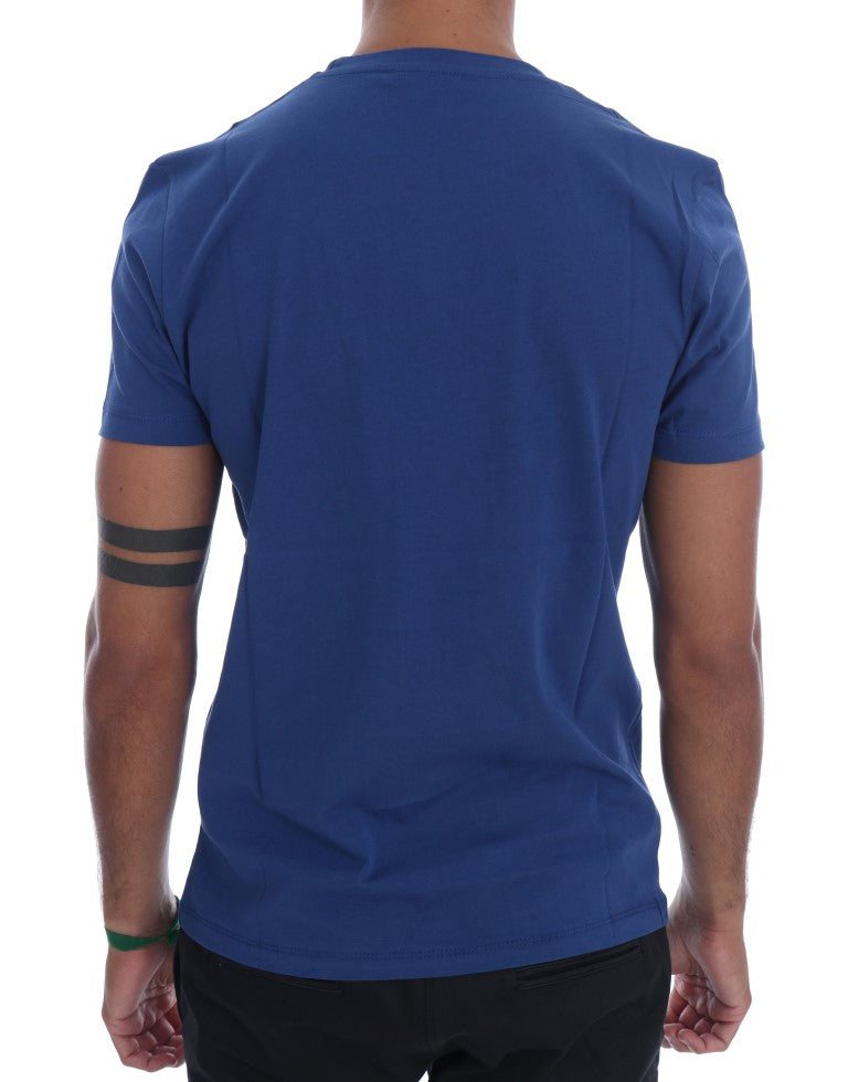 Stylish Blue Riders Motif Cotton Tee Frankie Morello