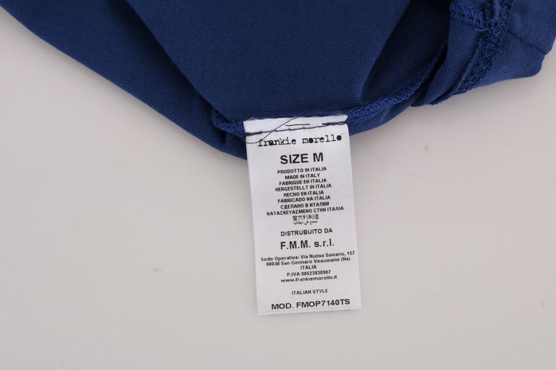 Stylish Blue Riders Motif Cotton Tee Frankie Morello