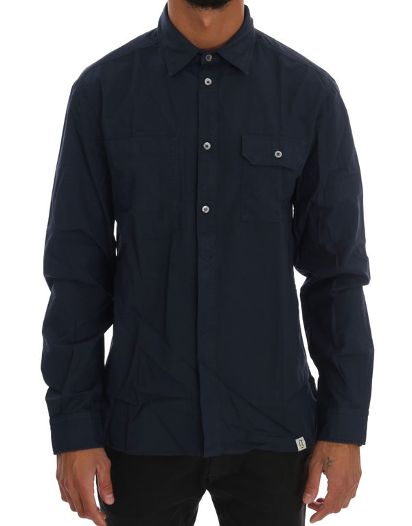 Elegant Blue Cotton Casual Shirt John Galliano
