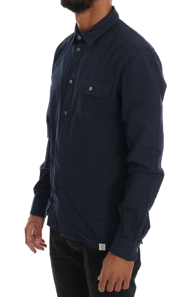 Elegant Blue Cotton Casual Shirt John Galliano