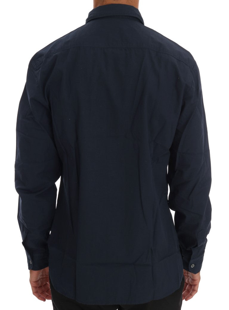 Elegant Blue Cotton Casual Shirt John Galliano