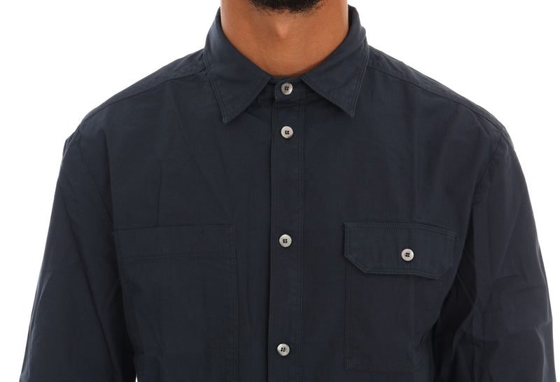 Elegant Blue Cotton Casual Shirt John Galliano