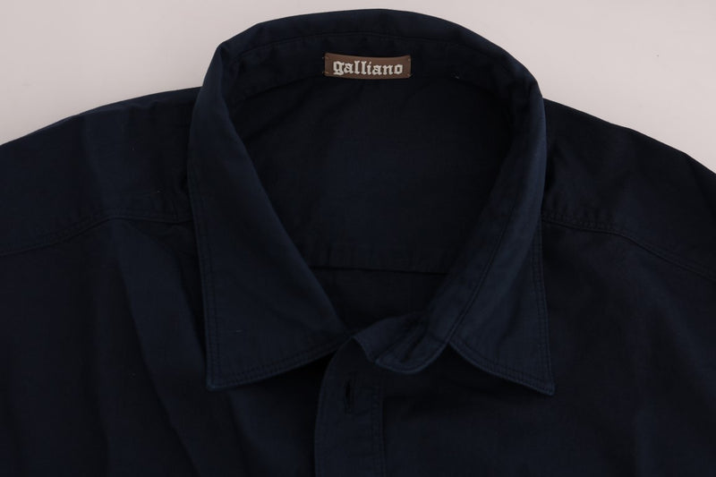 Elegant Blue Cotton Casual Shirt John Galliano