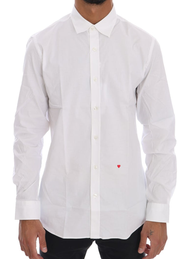 Elegant White Slim-Fit Cotton Shirt Moschino