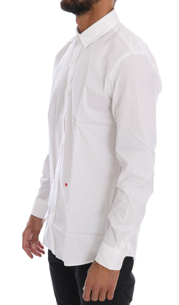 Elegant White Slim-Fit Cotton Shirt Moschino