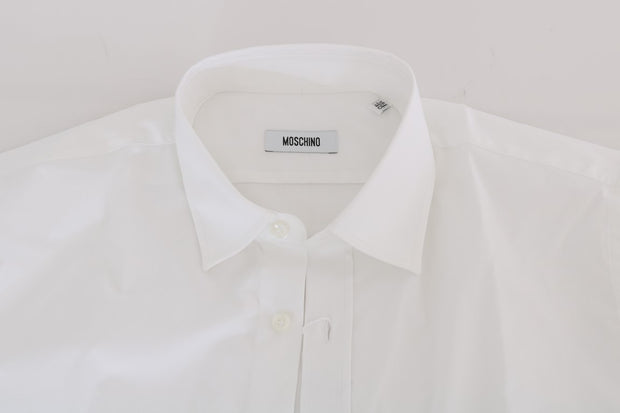 Elegant White Slim-Fit Cotton Shirt Moschino