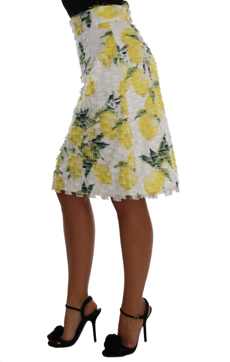 Lemon Print Fringe Pencil Skirt Dolce & Gabbana