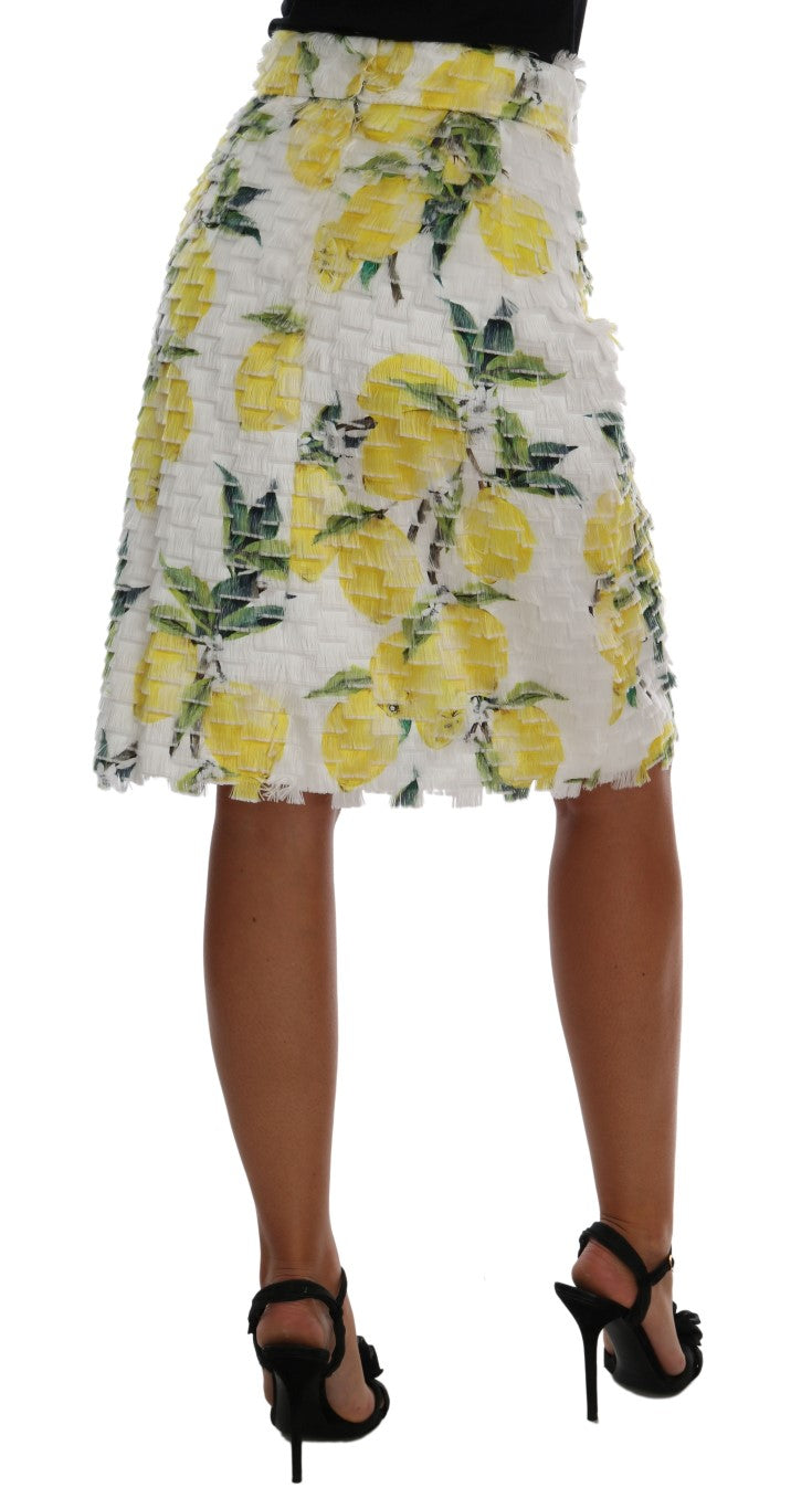 Lemon Print Fringe Pencil Skirt Dolce & Gabbana