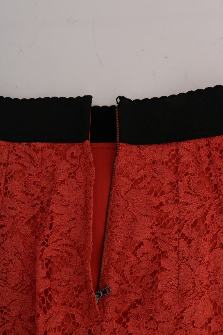 Orange Macramé Lace Pencil Skirt Dolce & Gabbana