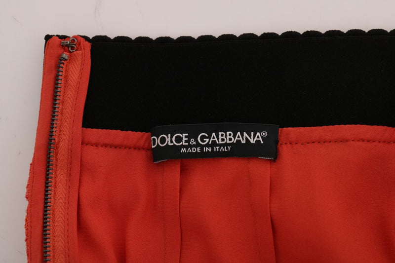 Orange Macramé Lace Pencil Skirt Dolce & Gabbana