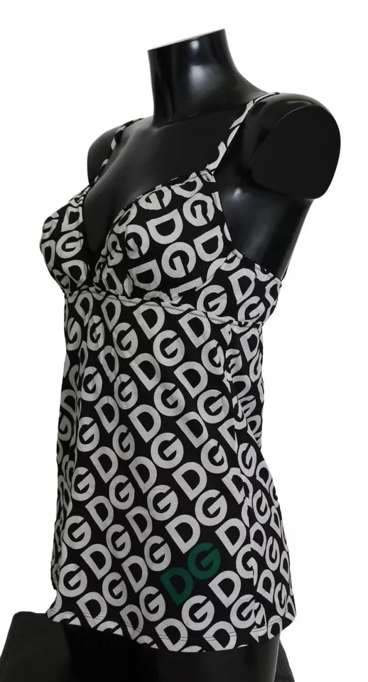 Black DG Mania Print Sleeveless Swimwear Dolce & Gabbana