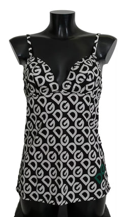 Black DG Mania Print Sleeveless Swimwear Dolce & Gabbana