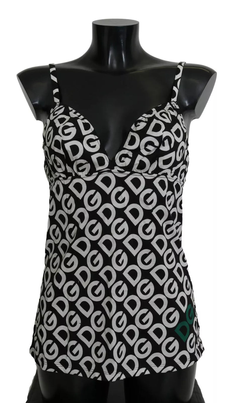 Black DG Mania Print Sleeveless Swimwear Dolce & Gabbana