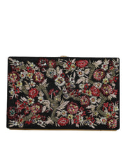 Multicolor Floral Gold Frame Clutch Evening Purse Bag Dolce & Gabbana