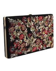 Multicolor Floral Gold Frame Clutch Evening Purse Bag Dolce & Gabbana