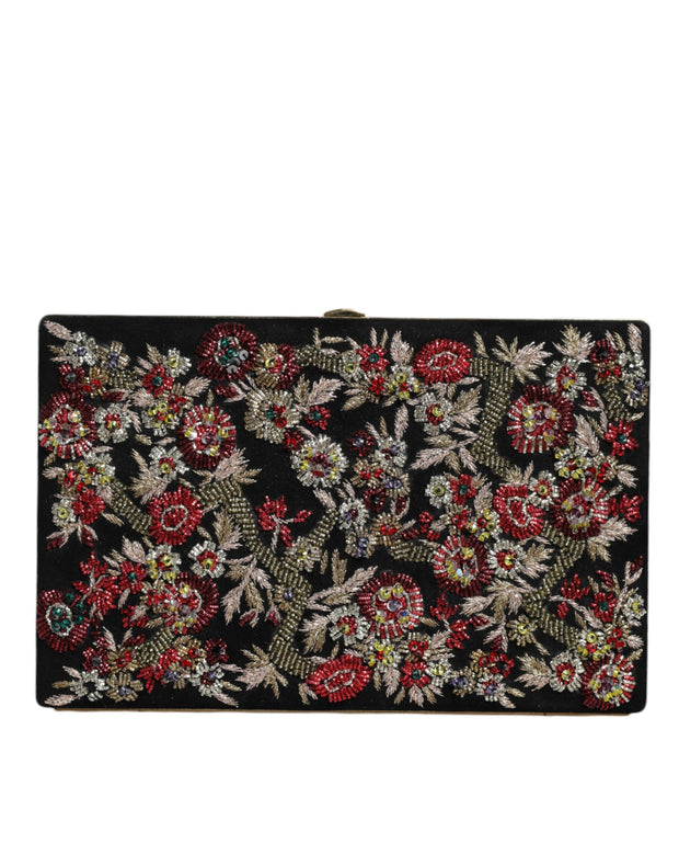 Multicolor Floral Gold Frame Clutch Evening Purse Bag Dolce & Gabbana