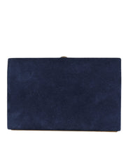 Blue Suede Gold Frame Clutch Evening Party Purse Bag Dolce & Gabbana