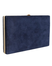 Blue Suede Gold Frame Clutch Evening Party Purse Bag Dolce & Gabbana