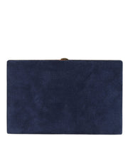 Blue Suede Gold Frame Clutch Evening Party Purse Bag Dolce & Gabbana