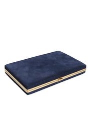 Blue Suede Gold Frame Clutch Evening Party Purse Bag Dolce & Gabbana