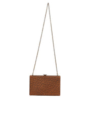 Brown Leather Gold Frame Clutch Mini Crossbody Bag Dolce & Gabbana