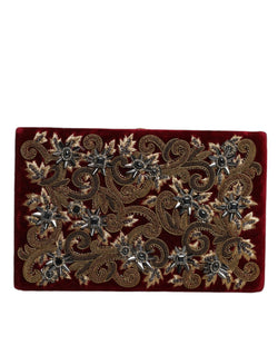 Red Velvet Gold Frame Clutch Evening Party Purse Bag Dolce & Gabbana