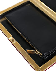 Red Velvet Gold Frame Clutch Evening Party Purse Bag Dolce & Gabbana