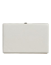 White Leather Gold Frame Clutch Evening Party Purse Bag Dolce & Gabbana