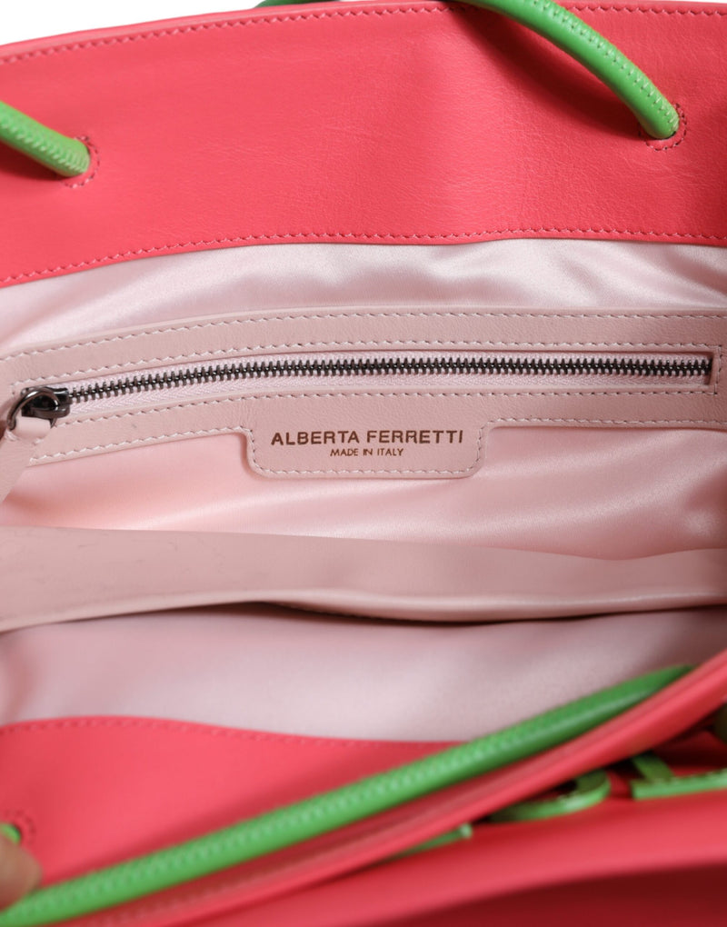 Pink Leather Weekend Wednesday Shopping Tote Bag Alberta Ferretti