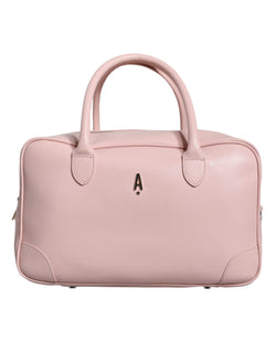 Pink Leather Logo Top Handle Duffel Handbag Women Bag Aniye By