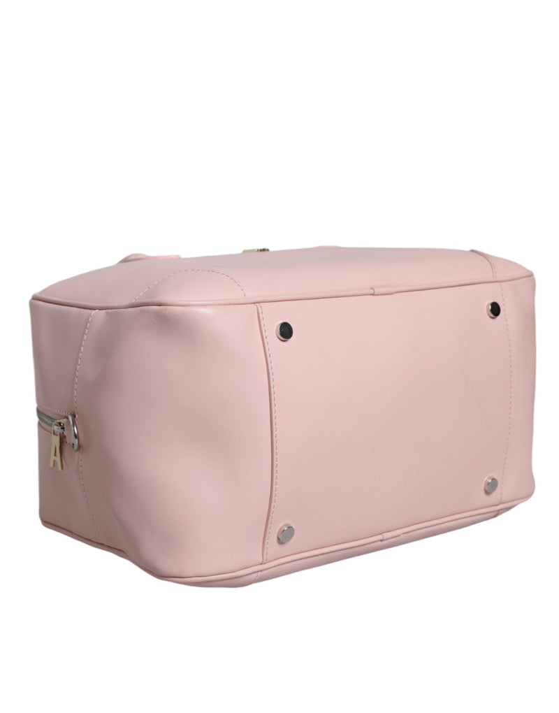 Pink Leather Logo Top Handle Duffel Handbag Women Bag Aniye By