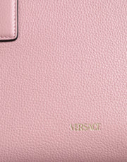 Pink Small Top Handle Grainy Calf Leather Crossbody Bag Versace