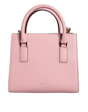 Pink Small Top Handle Grainy Calf Leather Crossbody Bag Versace