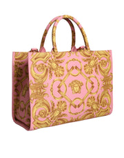 Pink Printed Large Fabric Leather Shopping Tote Bag Versace