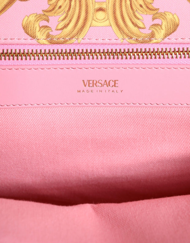 Pink Printed Large Fabric Leather Shopping Tote Bag Versace