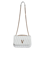 White Mini Nappa Leather Crossbody Shoulder Bag Versace